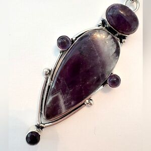 Beautiful, 3 inch, 925 marked ,Amethyst pendant on a silver chain.